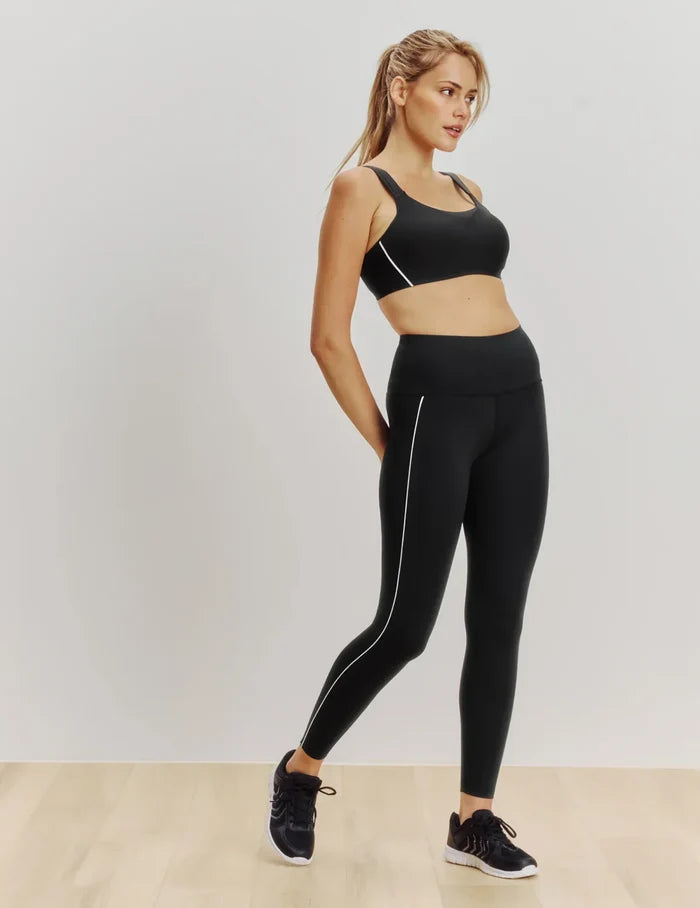| Front view of model highlighting the coverage and fit | Black