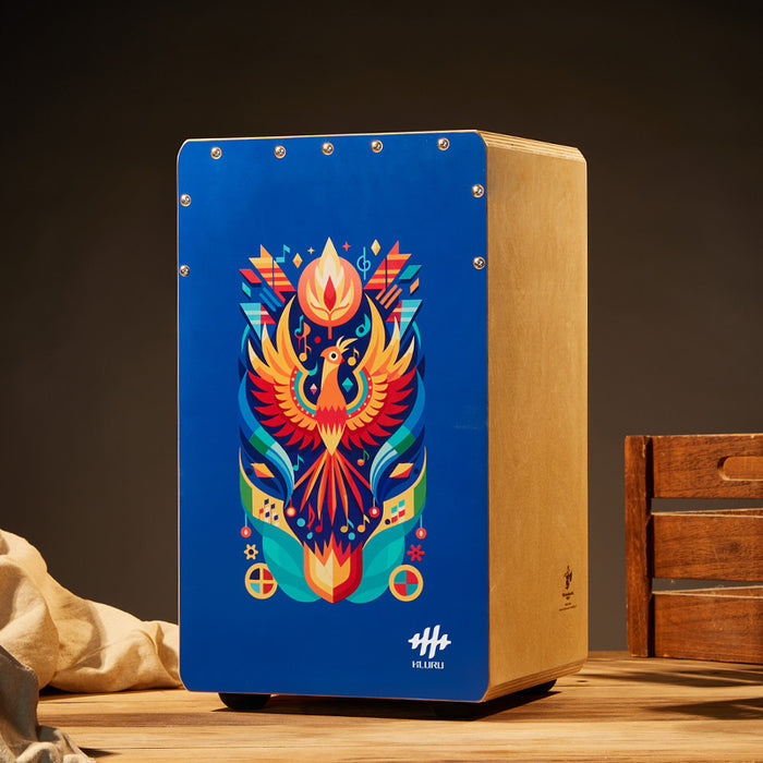 Hluru Chinese Ash Cajón 42CN Gray Blue Teenager Series for Spiritual Practices - Vermilion Bird