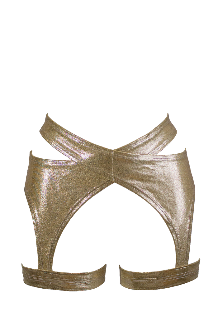Holographic Garter Belt / X-GARTER HOLO GOLD,BOTTOMS - EXES LINGERIE