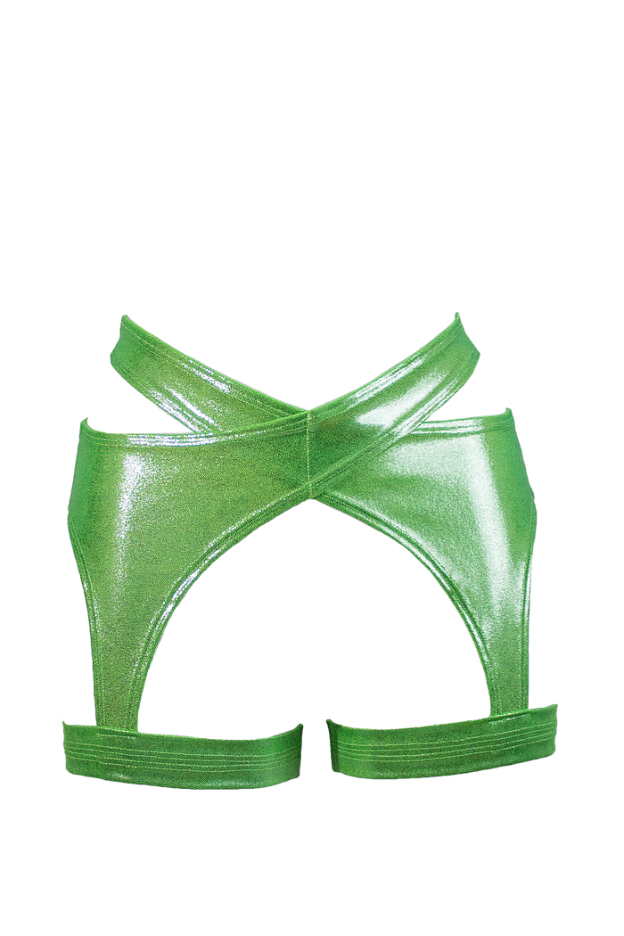 Holographic Garter Belt / X-GARTER HOLO LIME,BOTTOMS - EXES LINGERIE