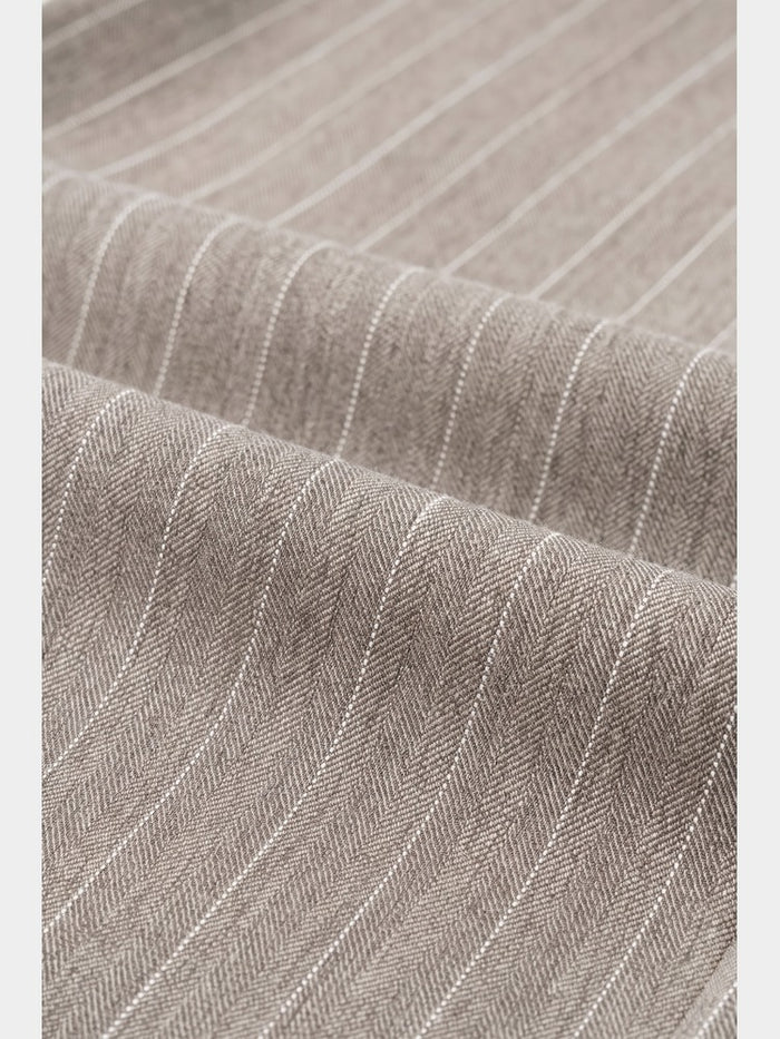 Paper Straight Holt Trouser sand — pinstripe fabric detail