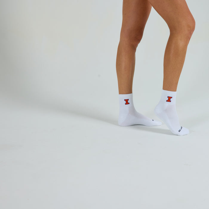 Del Campo Illinois Fighting Illini golf socks on a female model in studio