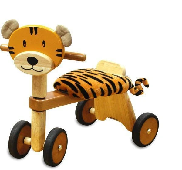 Detail of the I'm Toy Paddie Rider Tiger wooden ride-on tiger