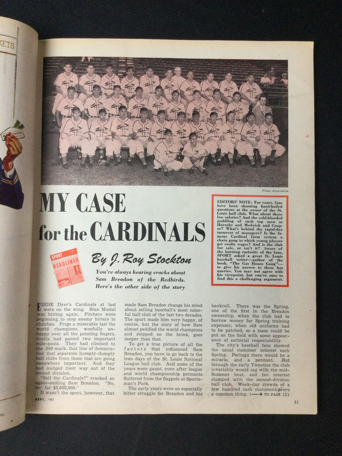 Joe DiMaggio Brothers 1951 Sport Magazine Red Sox and Yankees, story of two brothers