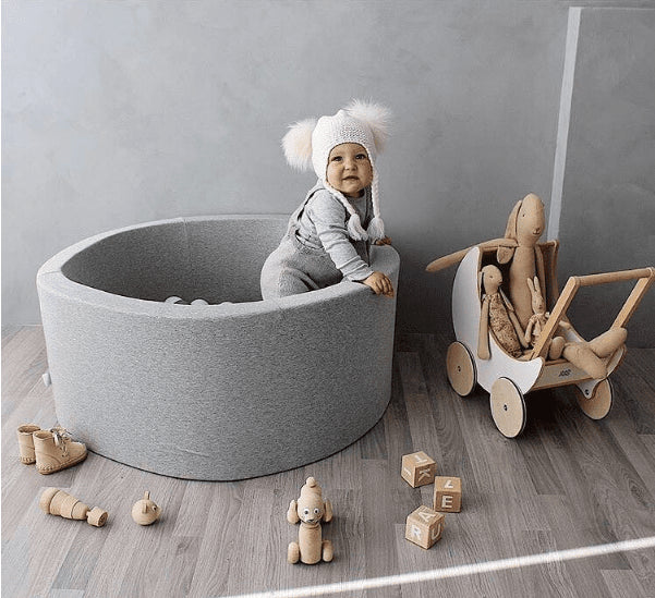 Joy Baby Alexander Grey Round Ball Pit with Ball Package