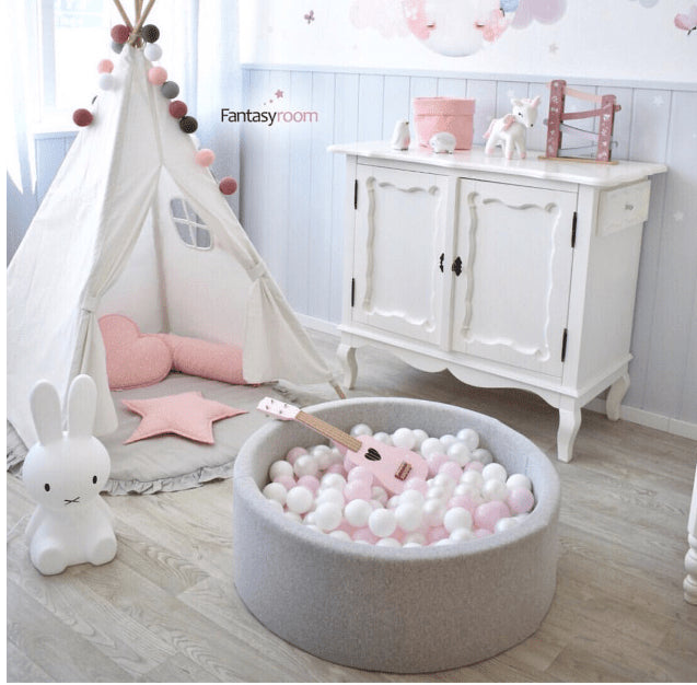 Joy Baby Alexander Grey Round Ball Pit with Ball Package