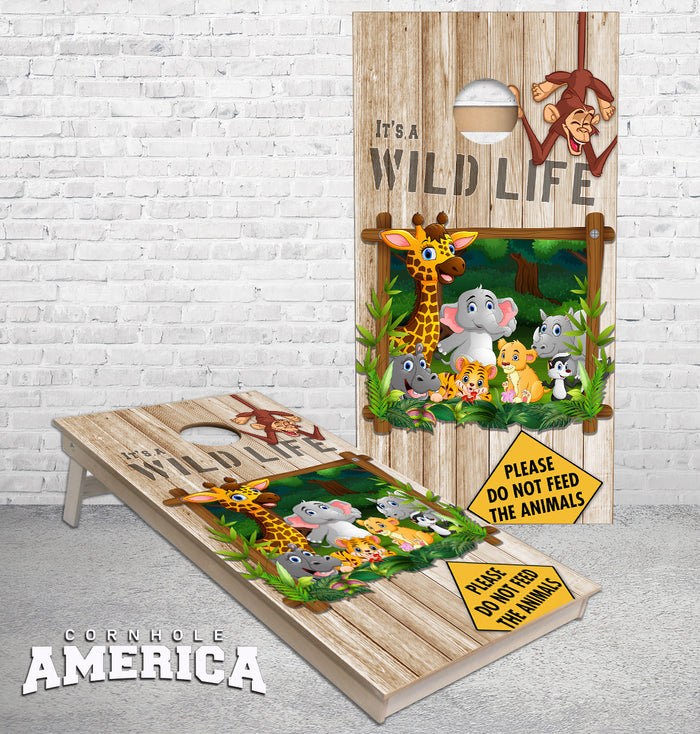 Jungle Animals Zoo critters Monkey Elephant Lion Wild Life Cornhole Boards
