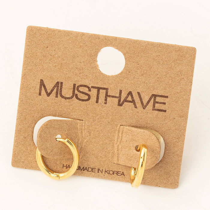 Must Have Collection 0.7cm wide hoop G-18K GOLD DIPPED S-RHODIUM PLATED