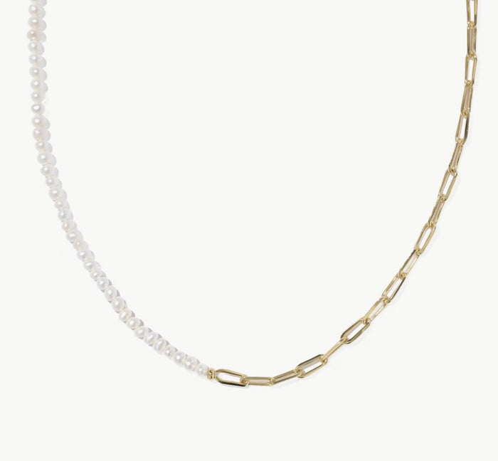 Kendra Scott Markie Half Chain Necklace - Gold Freshwater Cultured Pearl