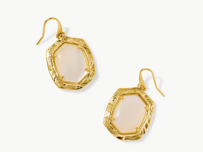 Kendra Scott Tiger Striped Daphne Drop Earrings - Gold Natural Mother of Pearl
