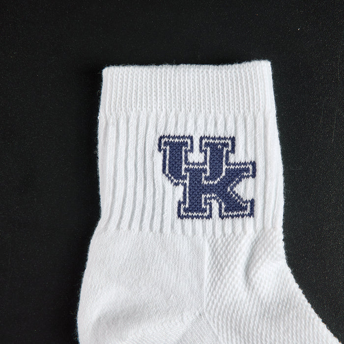 Close-up of the navy UK interlock on Del Campo Kentucky Wildcats golf socks