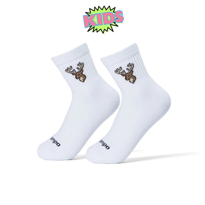 Pair of Del Campo Kids Whitetail Deer socks with embroidered buck logo