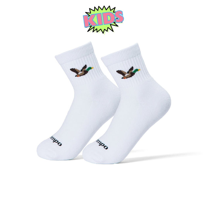 Pair of Del Campo Kids Mallard socks with embroidered flying duck logo