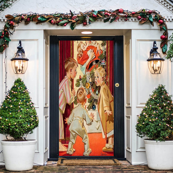 DoorFoto Door Cover Kissing Santa