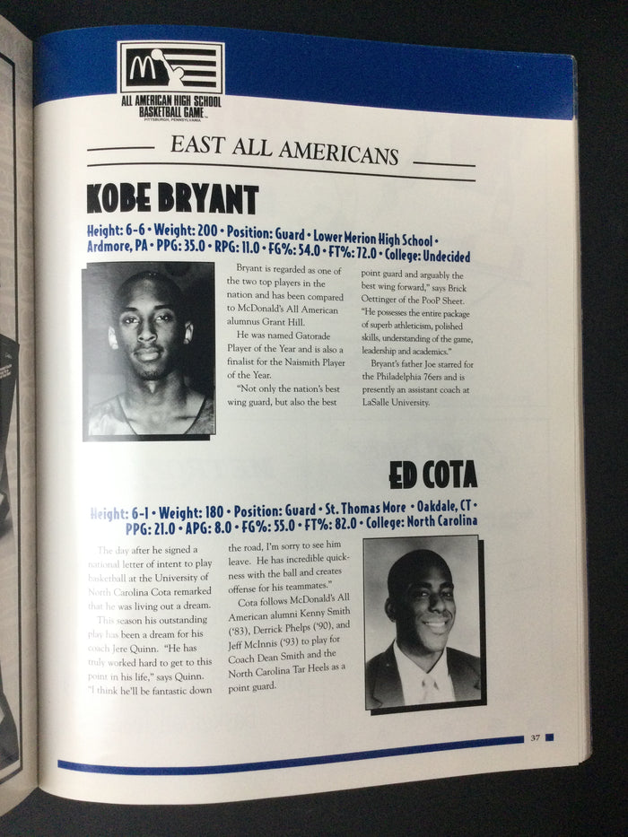 Kobe Bryant 1996 McDonalds All-American High School Game Kobe Bryant Cover HIGH GRADE!