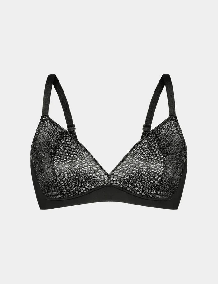| View of Lace Bra shown front-facing against a light gray background | Black