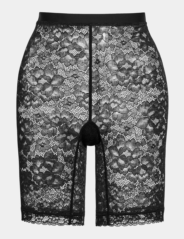 | Front view of model highlighting the coverage and fit | Black