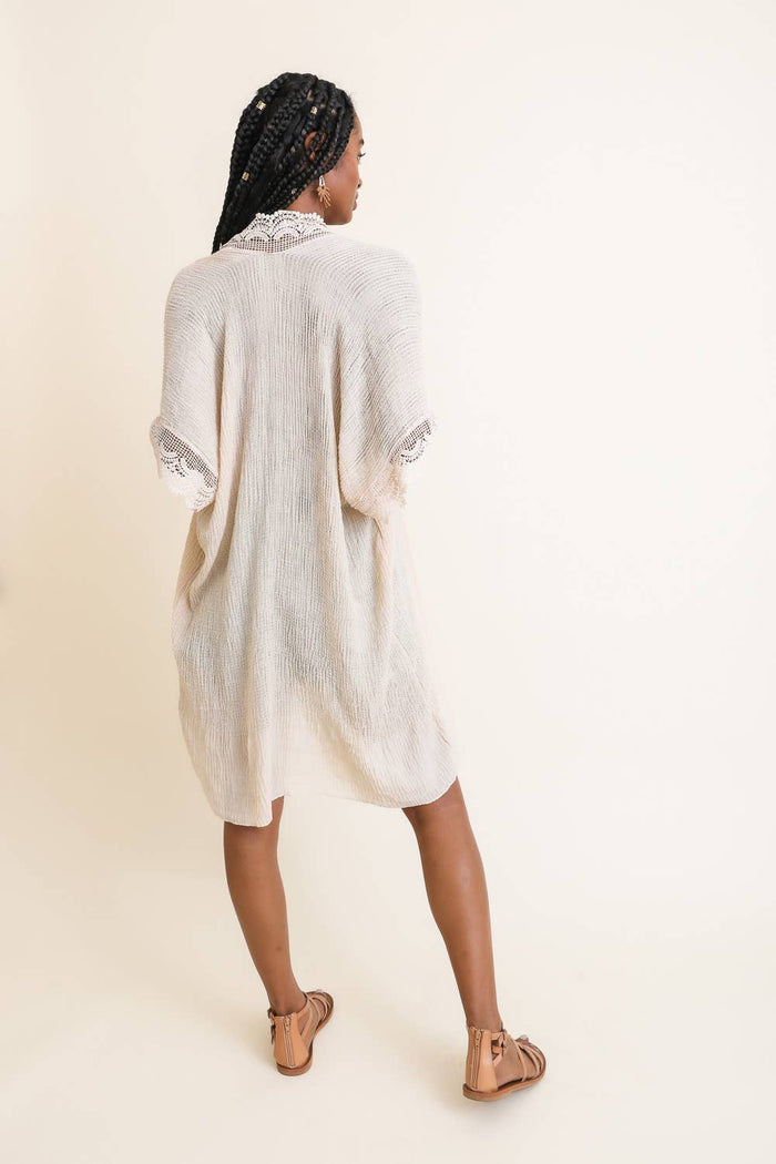Lace Trim Kimono – Ivory
