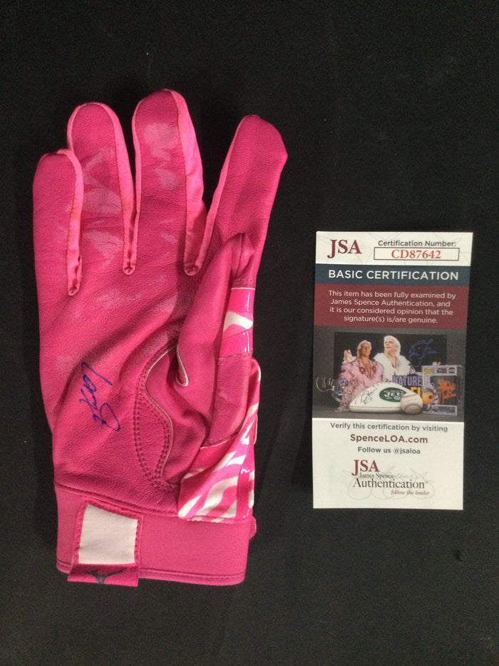 Lane Thomas Game Used (Mother's Day) Pink Batting Glove SIGNED Nationals