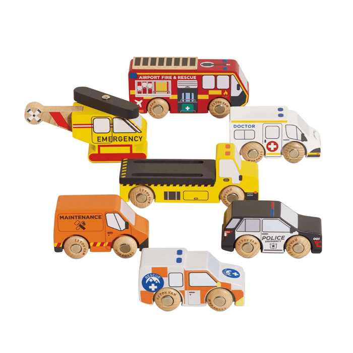 Le Toy Van Emergency Helicopter & Rescue Cars - 7 Piece