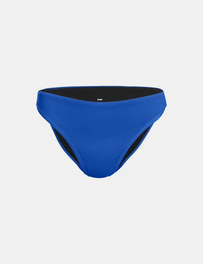 | Leakproof Sculpt Bikini Swim Bottom shown front-facing against a light gray background | Riviera Blue