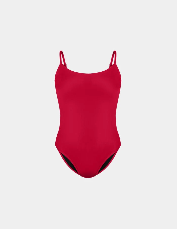 | Leakproof Sculpt Classic One Piece Swimsuit shown front-facing against a light gray background | Cherry