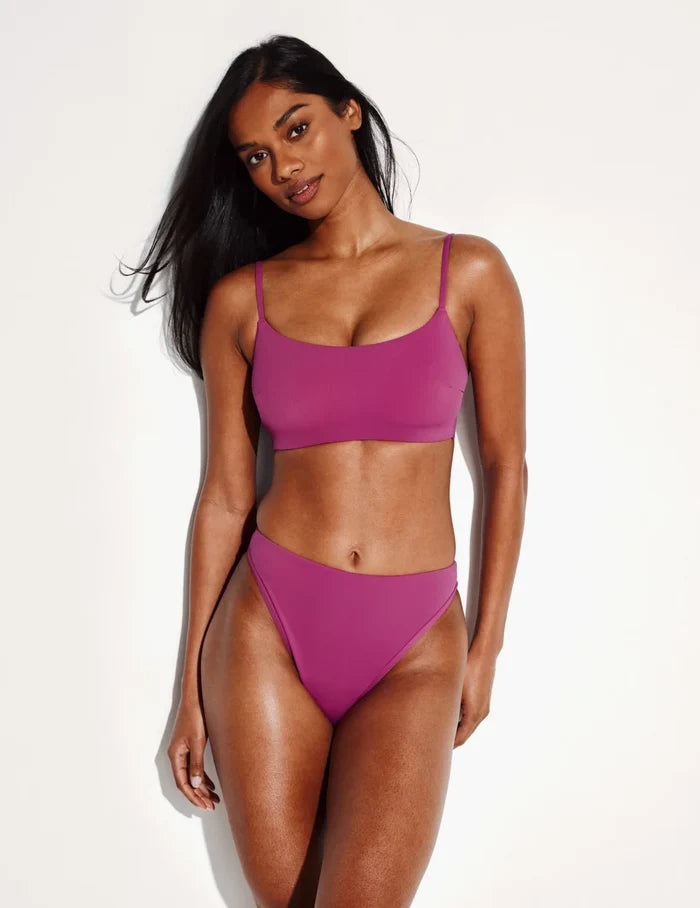 | Front view of model highlighting the coverage and fit | Deep Orchid