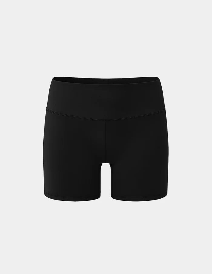 | Leakproof Sculpt Long Swim Short shown front-facing against a light gray background | Black