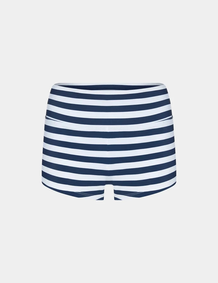 | Leakproof Sculpt Swim Short shown front-facing against a light gray background | Nautical Stripe