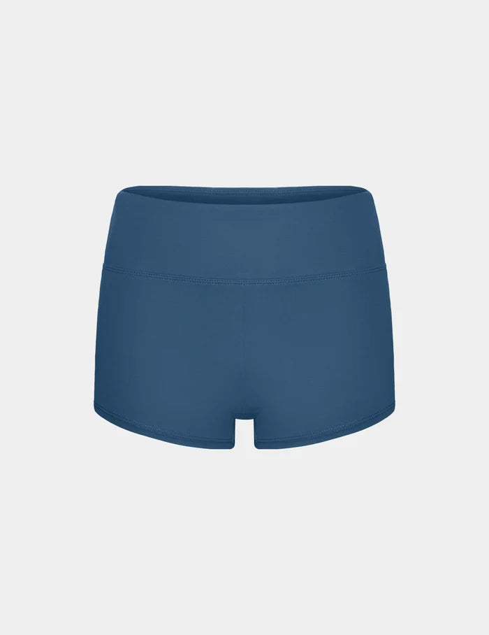 | Leakproof Sculpt Swim Short shown front-facing against a light gray background | Horizon