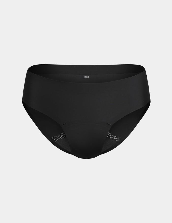 | Leakproof UltraThin No-Show Bikini shown front-facing against a light gray background | Black