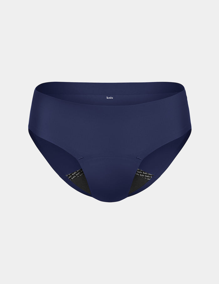 | Leakproof UltraThin No-Show Bikini shown front-facing against a light gray background | Midnight