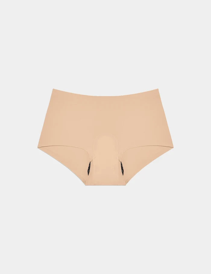 | Leakproof UltraThin No-Show Boybrief shown front-facing against a light gray background | Warm Sand
