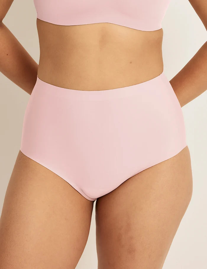 | Front view of model wearing the Leakproof UltraThin No-Show High Rise highlighting the coverage and smooth fit | Rose Water