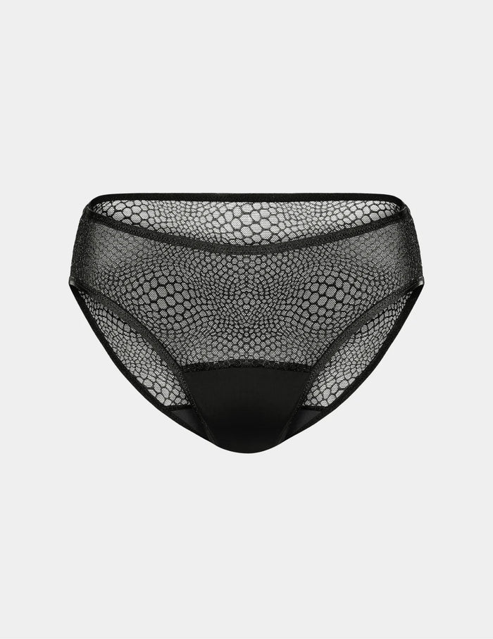| Front view of model highlighting the coverage and fit | Black