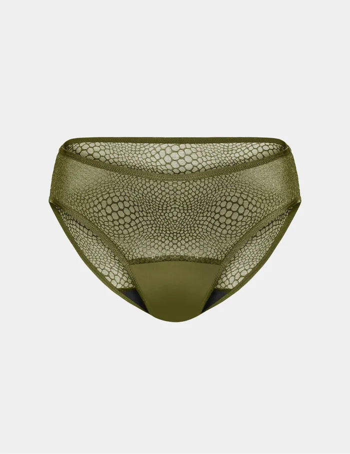 | Front view of model highlighting the coverage and fit | Olive