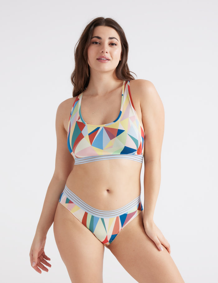 | Front view of model highlighting the coverage and fit | Love Triangle