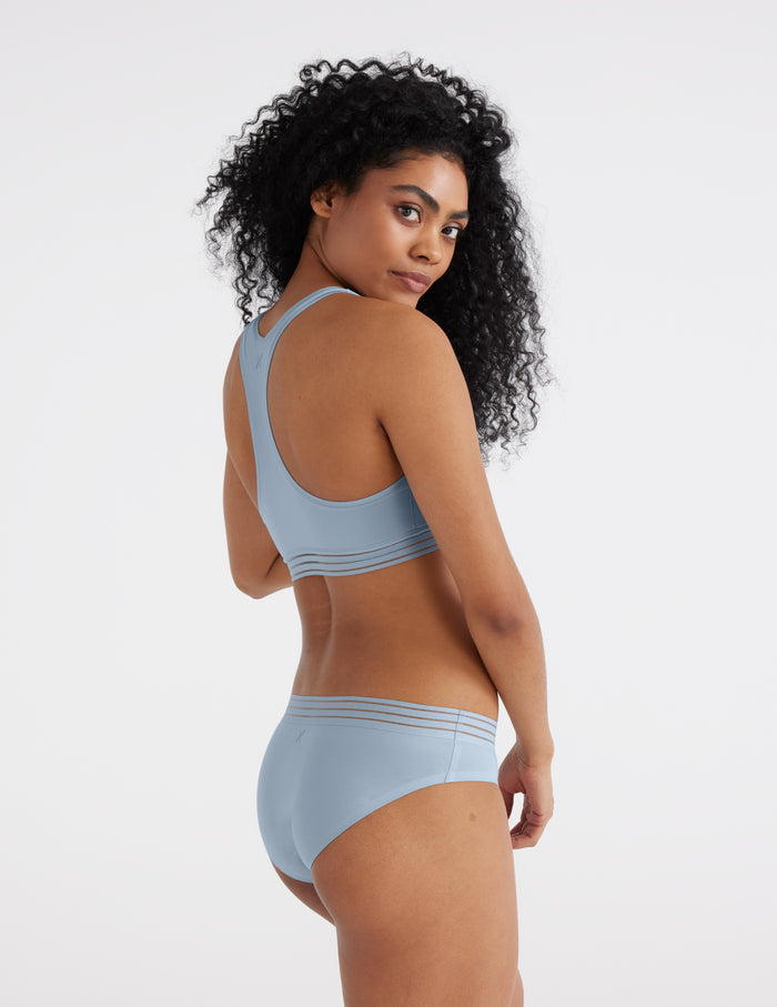 | Front view of model highlighting the coverage and fit | Endless Sky
