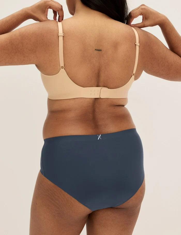 | Front view of model highlighting the coverage and fit | Dahlia/Starling/Twilight Navy