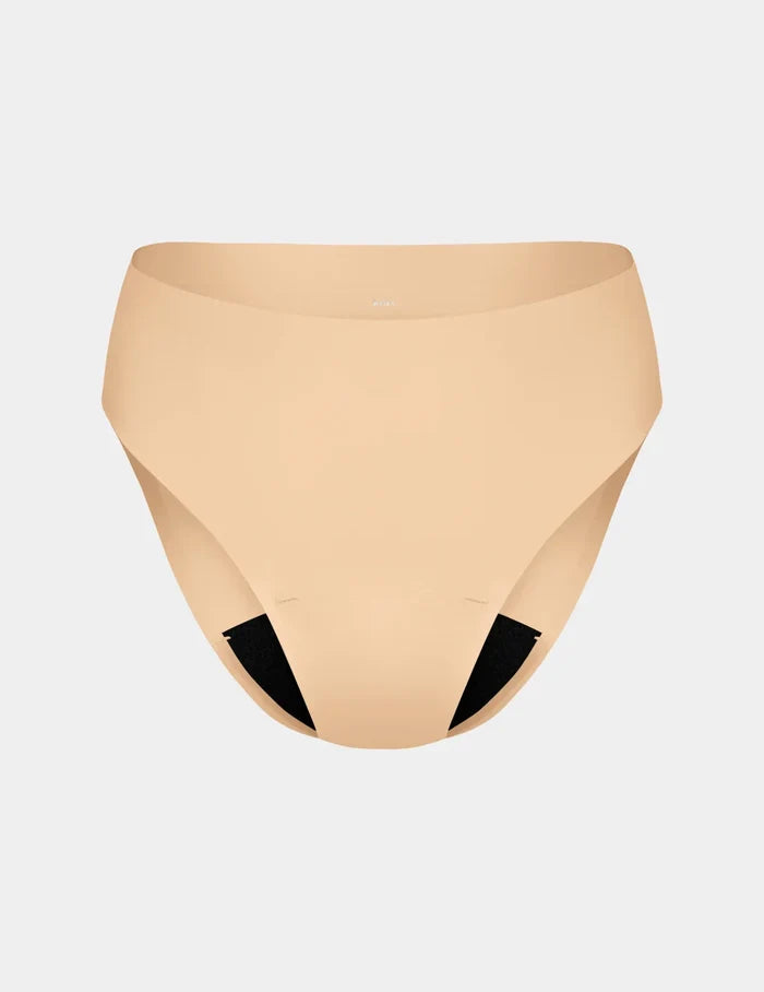 | Light Leakproof No-Show French Cut  shown front-facing against a light gray background | Warm Sand