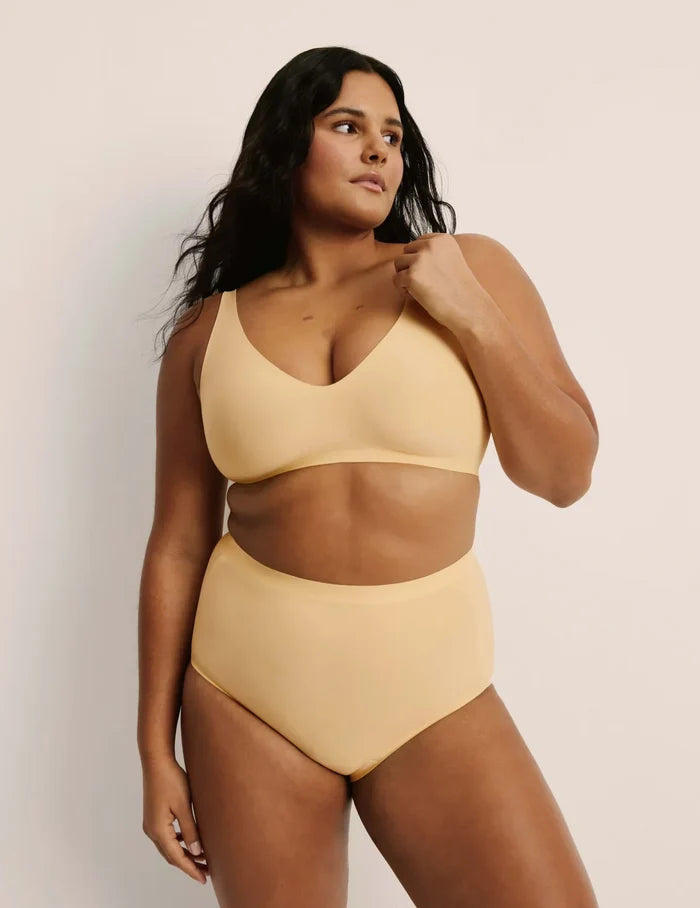 | Front view of model highlighting the coverage and fit | Buttercup