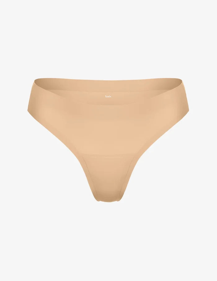 | Light Leakproof No-Show Thong  shown front-facing against a light gray background | Warm Sand