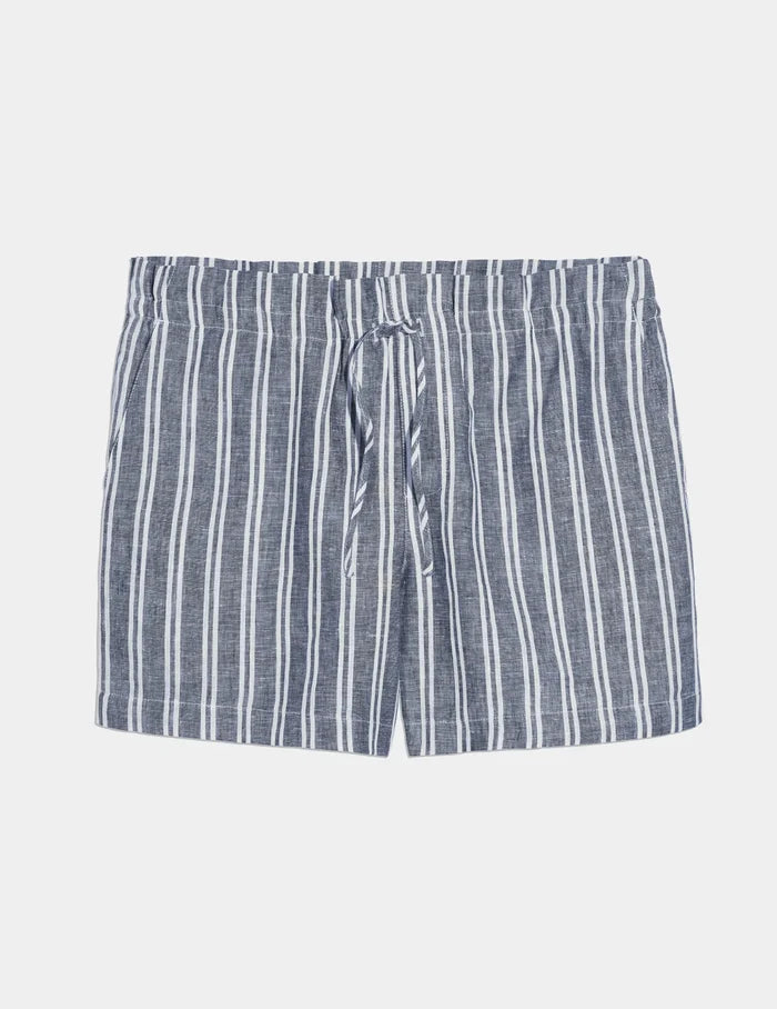 | Linen Poolside Short shown front-facing against a light gray background | Blue/White Stripe