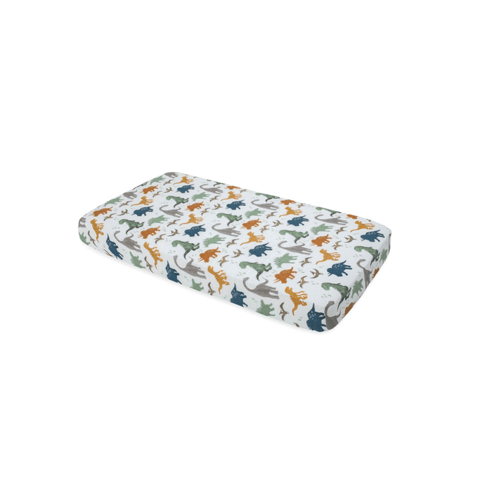 Little Unicorn Muslin Fitted Cot Sheet - Animals - Dino Friends