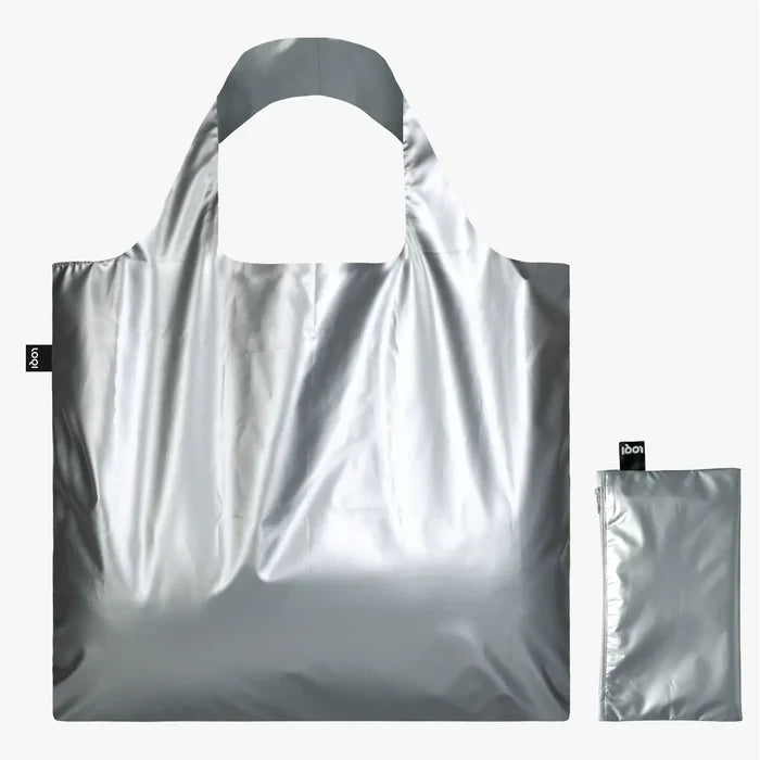 LOQI Metallic Silver Bag with Zip Pocket