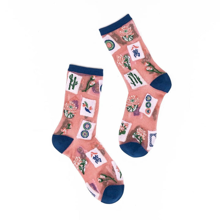 Mahjong Sheer Crew Socks