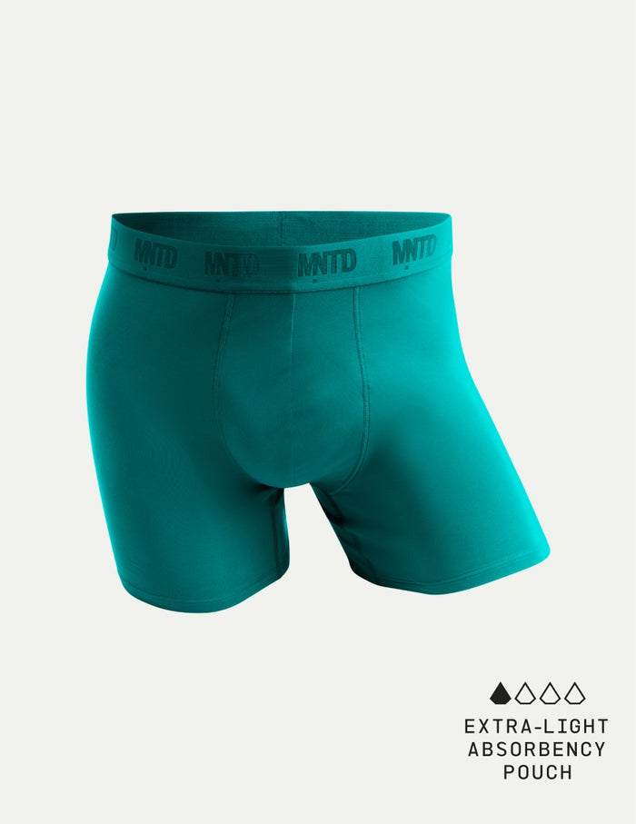| Men's ActivTemp™ Boxer Brief 5" shown front-facing against a light gray background | Quetzal Green