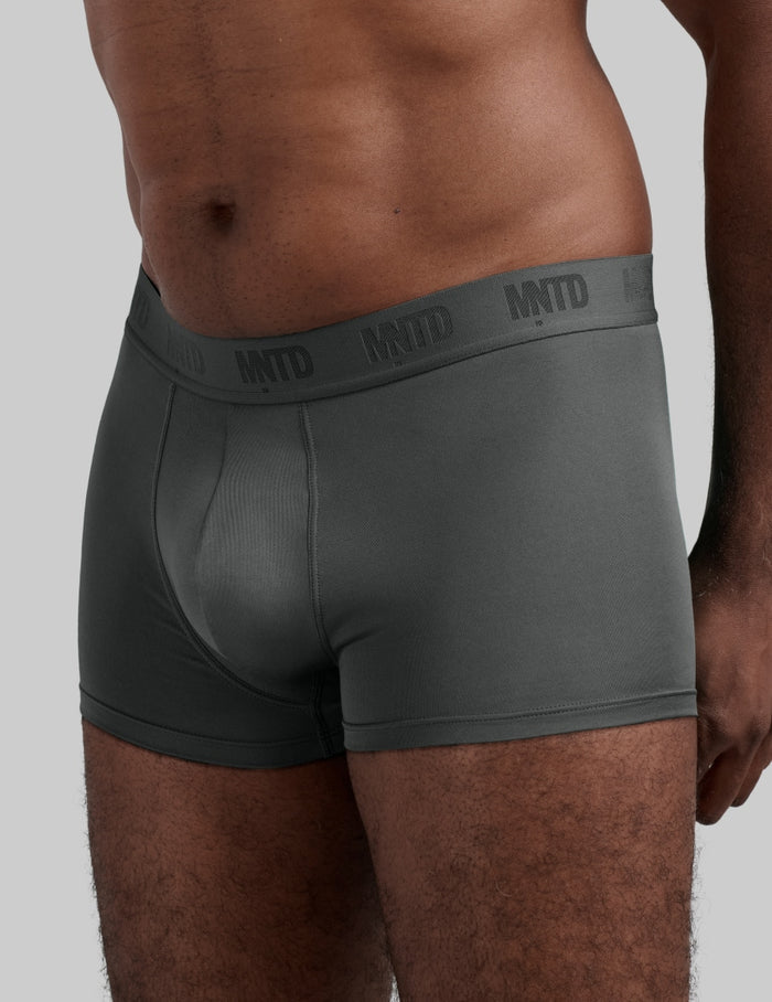 | Front view of model wearing the Men's ActivTemp™ Trunk 3" highlighting the coverage and fit | Pewter