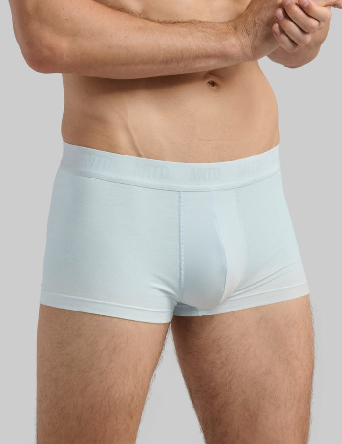| Front view of model wearing the Men's Best Damn™ Cotton Modal Trunk 3" highlighting the coverage and fit | Ice