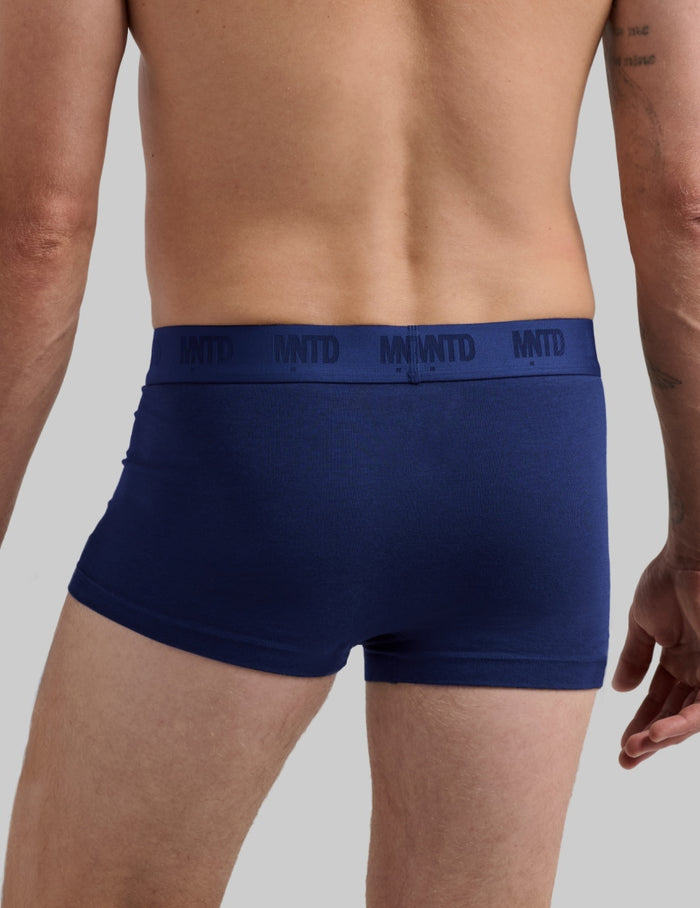 | Back view of model wearing the Men's Best Damn™ Cotton Modal Trunk 3" highlighting the coverage and fit | Midnight
